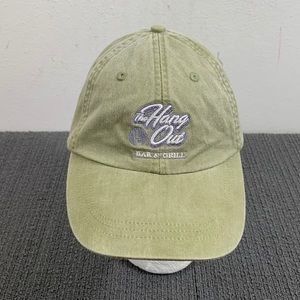 The Hang Out Bar & Grill Baseball Hat Unisex Adjustable Olive Green Strapback